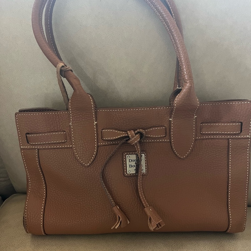 Dooney & Bourke Caramel Vintage East West tassel Leather Tote Bag